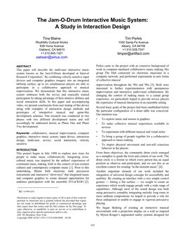 The Jam-O-Drum Interactive Music System: a Study in Interaction Design