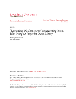 Overcoming Loss in John Irving's a Prayer for Owen Meany Anthony Michael Koch Iowa State University