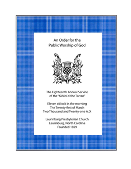 Kirkin Order of Worship–March 21, 2021