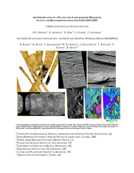 The Importance of a Planetary Cartography Program: Status and Recommendations for Nasa 2013-2023