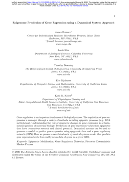 Epigenome Prediction of Gene Expression Using a Dynamical System Approach