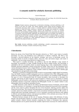 A Semantic Model for Scholarly Electronic Publishing