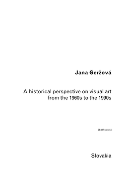 Jana Geržova a Historical Perspective / Slovak Art / Slovakia