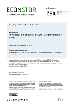 The Spatial and Temporal Diffusion of Agricultural Land Prices