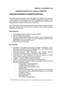 PROM (P) 1P: APPENDIX A-39 EDINBURGH AIRPORT RAIL LINK BILL COMMITTEE PROMOTER's RESPONSE to COMMITTEE QUESTIONS the Referenc