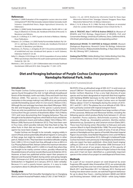 Diet and Foraging Behaviour of Purple Cochoa Cochoa Purpurea in Namdapha National Park, India