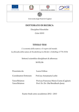 Dottorato Di Ricerca Titolo Tesi