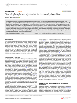 Global Phosphorus Dynamics in Terms of Phosphine ✉ Wanyi Fu1 and Xihui Zhang 1