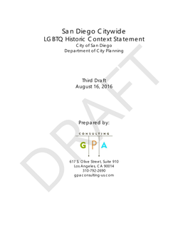 San Diego Citywide LGBTQ Historic Context Statement City of San Diego Department of City Planning