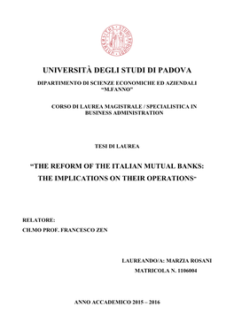 Università Degli Studi Di Padova