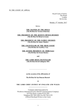 1 in the COURT of APPEAL Royal Courts of Justice the Strand