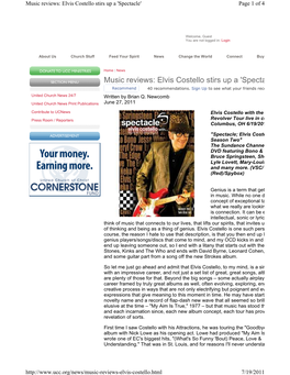 Music Reviews: Elvis Costello Stirs up a 'Spectacle' Page 1 of 4