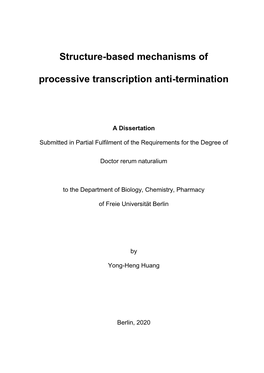 Structure-Based Mechanisms of Processive Transcription Anti-Termination