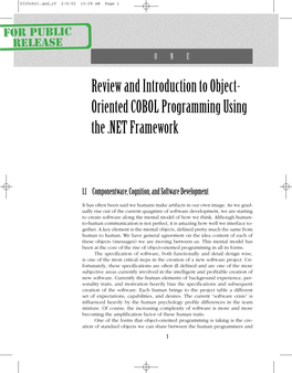 Review and Introduction to Object- Oriented COBOL Programming Using the .NET Framework