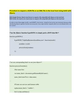 Procedure to Request a JSON File Or an XML File in the Local Host Using AJAX with Jquery
