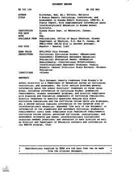 Curriculum, Instruction, and Assessment in Alaska School Districts, 1990-91