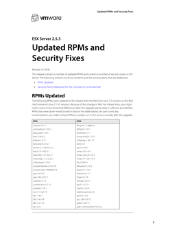 Updated Rpms and Security Fixes