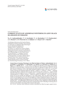 Current Status of Anserinae Wintering in Azov-Black Sea Region of Ukraine