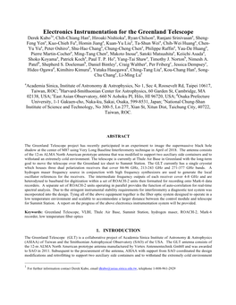 Electronics Instrumentation for the Greenland Telescope