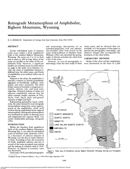 Retrograde Metamorphism of Amphibolite, Bighorn Mountains, Wyoming