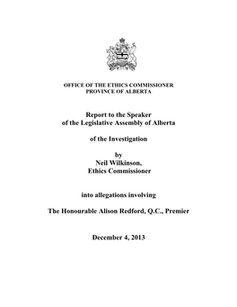 Honourable Alison Redford, Q.C., Premier