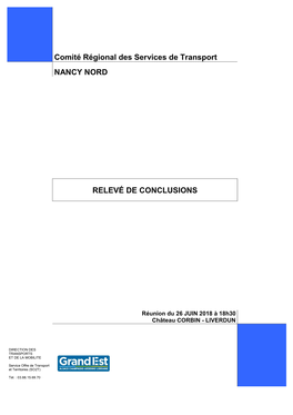 Téléchargez Le Relevé De Conclusions Du COREST Nancy Nord