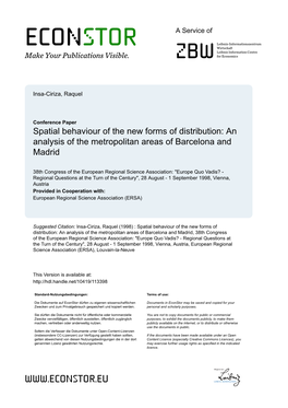 An Analysis of the Metropolitan Areas of Barcelona and Madrid