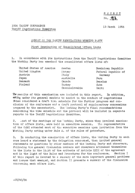 S E C R E T 1956 TARIFF CONFERENCE Tariff Negotiations