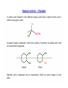 Optical Activity - Chirality