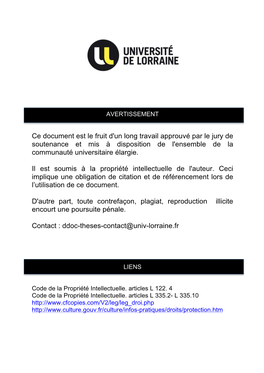 Ce Document Est Le Fruit D'un Long Travail Approuvé Par Le Jury De Soutenance Et Mis À Disposition De L'ensemble De La Communauté Universitaire Élargie