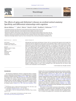 The Effects of Aging and Alzheimer's Disease on Cerebral Cortical Anatomy: Speciﬁcity and Differential Relationships with Cognition