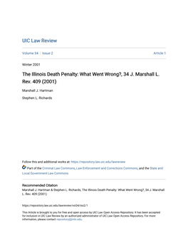 The Illinois Death Penalty: What Went Wrong?, 34 J