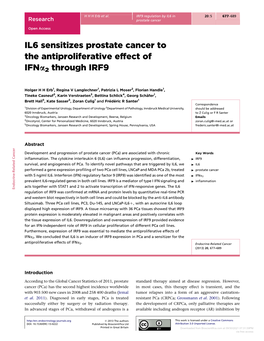 IL6 Sensitizes Prostate Cancer to the Antiproliferative Effect of Ifna2