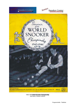1945-1946 World Snooker Championship Joe Davis, Horace Lindrum