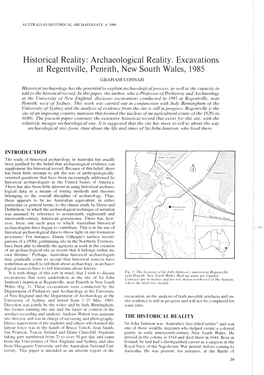 Archaeological Reality. Excavations at Regentville, Penrith, New South