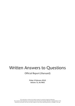 Revised Written Answers