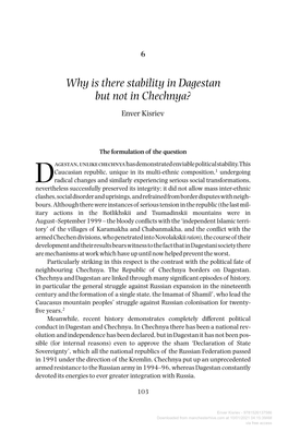 Why Is There Stability in Dagestan but Not in Chechnya? Enver Kisriev