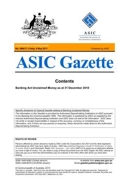 ASIC Gazette