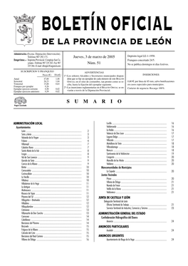 Boletín Oficial De La Provincia De León