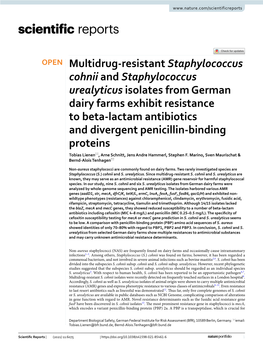 Multidrug‑Resistant Staphylococcus