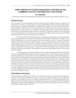 Three Targets of Classical Biological Control in the Caribbean 335