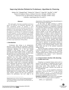 Improving Selection Methods for Evolutionary Algorithms by Clustering