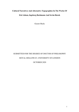 Cultural Narratives and Alternative Topographies in the Works of Etel Adnan, Ingeborg Bachmann and Sevim Burak