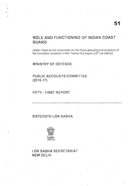 Role and Functioning of Indian Coast Guard