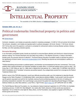 Intellectual Property in Politics and Government | Illinois State Bar Association 7/5/15, 4:50 PM