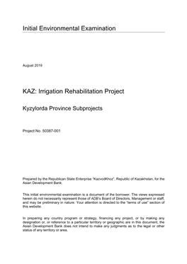 50387-001: Irrigation Rehabilitation Project