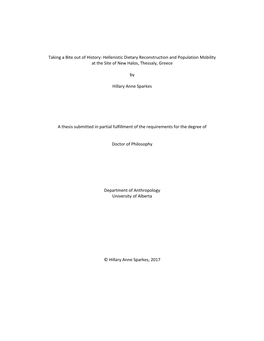 Hellenistic Dietary Reconstruction and Population Mobility at the Site of New Halos, Thessaly, Greece