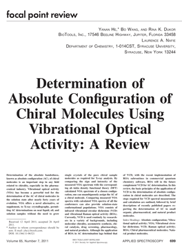 Determination of Absolute Configuration of Chiral Molecules