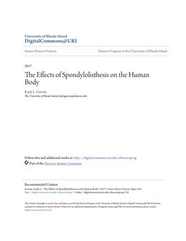 The Effects of Spondylolisthesis on the Human Body" (2017)