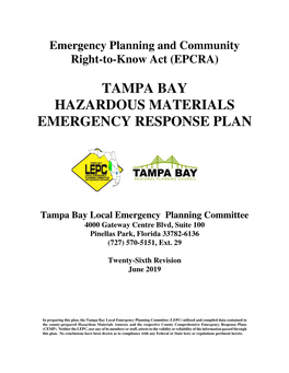 Tampa Bay Hazardous Materials Emergency Response Plan